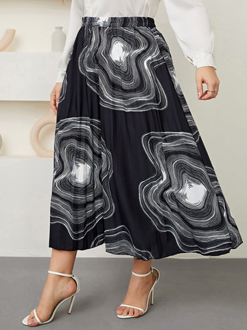 Woochic jupe grande taille enveloppante imprimé plissée